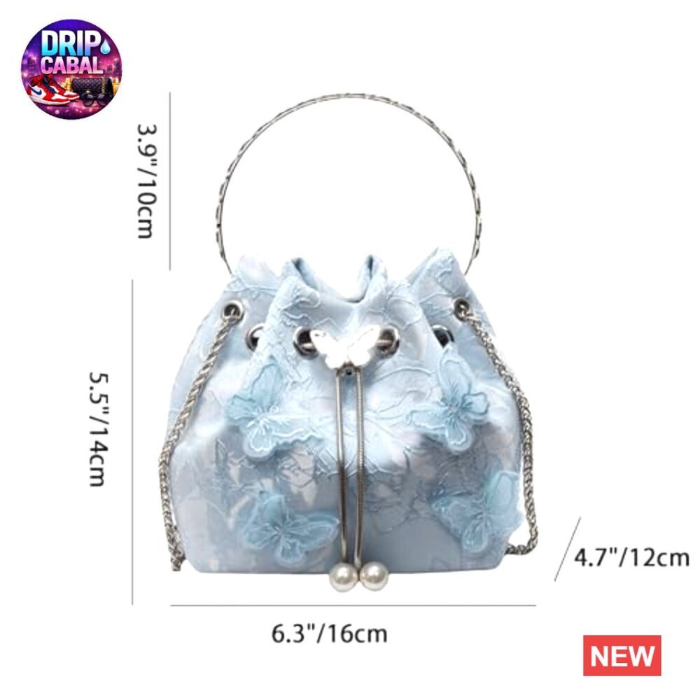 Elegant Rhinestone Evening Bag Floral Embroidery Mini Crossbody Clutch Formal - Picture 4 of 7